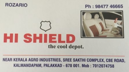 Hi Shield - Cooling Film, Seat Cover, Number Plates, Sticker Works, Vinyl Floor Mat and Car Roof Stickering Works at Palakkad Town