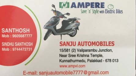 Sanju Automobiles - Ampere Electric Bikes Exclusive Dealer and All Electric Bikes Spare Parts and Service Near Stadium Bus Stand Palakkad