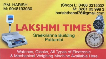 Lakshmi Times - Best Watch and Weighing Machine Sales and Service in Pattambi Palakkad Kerala